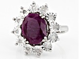 Red Ruby Rhodium Over Sterling Silver Ring 5.05ctw