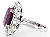 Red Ruby Rhodium Over Sterling Silver Ring 5.05ctw