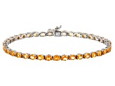 Orange Mandarin Garnet Rhodium Over Sterling Silver Bracelet 7.65ctw