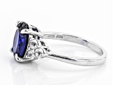 Blue Lab Created Spinel Rhodium Over Sterling Silver Ring 2.89ctw