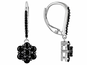 Black Spinel Rhodium Over Sterling Silver Dangle Earrings 1.35ctw