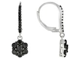 Black Spinel Rhodium Over Sterling Silver Dangle Earrings 1.35ctw