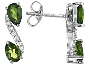 Green Chrome Diopside Rhodium Over Sterling Silver Earrings 2.02ctw