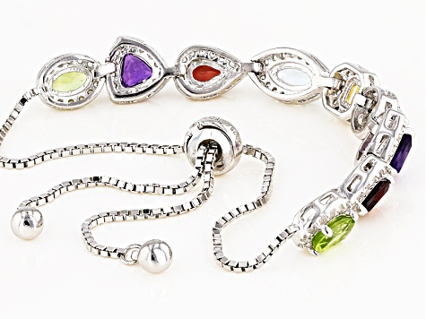 Samuel B. Sterling Silver Multi-Gemstone Bracelet, 6.5 with 1 Extender (91149)