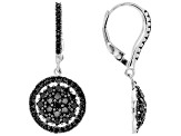 Black Spinel Rhodium Over Sterling Silver Cluster Earrings 1.59ctw