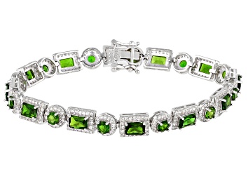 Picture of Green Chrome Diopside Rhodium Over Sterling Silver Bracelet 12.34ctw