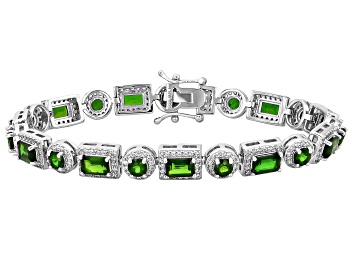 Picture of Green Chrome Diopside Rhodium Over Sterling Silver Bracelet 12.34ctw