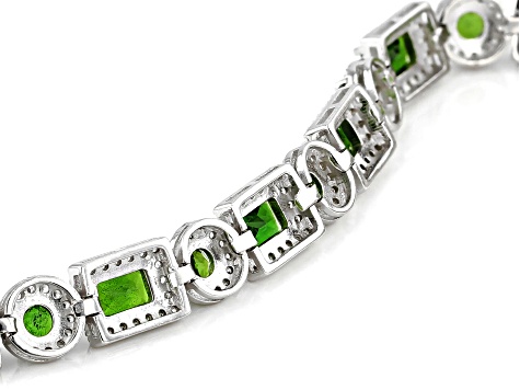 Green Chrome Diopside Rhodium Over Sterling Silver Bracelet 12.34ctw