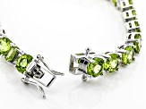 Green Peridot Rhodium Over Sterling Silver Bracelet 19.32ctw