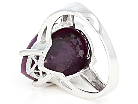 Red indian Ruby Rhodium Over Sterling Silver Solitaire Ring 12.00ct