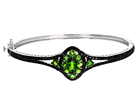 Green chrome diopside sterling silver bangle bracelet 4.81ctw
