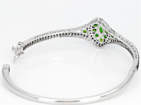 Green chrome diopside sterling silver bangle bracelet 4.81ctw