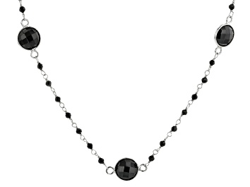 Picture of Black spinel rhodium over sterling silver station necklace