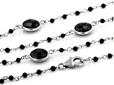 Black spinel rhodium over sterling silver station necklace