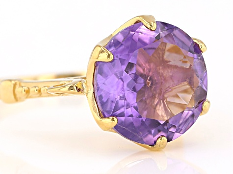 Purple amethyst 18k yellow gold over sterling silver ring 5.00ctw ...