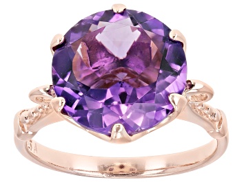 Picture of 5.00ct round amethyst 18k rose gold over sterling silver ring