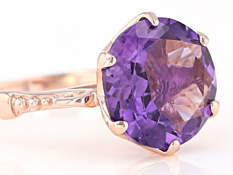 5.00ct round amethyst 18k rose gold over sterling silver ring