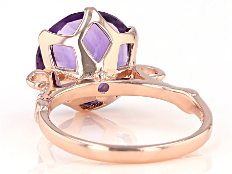 5.00ct round amethyst 18k rose gold over sterling silver ring