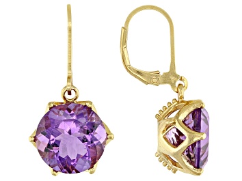Picture of Purple Brazilian amethyst 18K yellow gold over sterling silver dangle earrings 10.00ctw