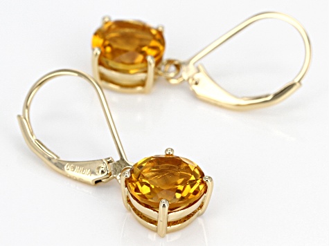 Yellow Brazilian citrine 18K yellow gold over sterling silver solitaire earrings 3.75ctw