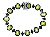 Green Peridot Rhodium Over Sterling Silver Bracelet 17.25ctw