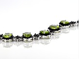 Green Peridot Rhodium Over Sterling Silver Bracelet 17.25ctw