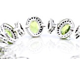 Green Peridot Rhodium Over Sterling Silver Bracelet 17.25ctw