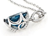 London Blue Topaz rhodium over sterling silver solitaire pendant with chain 5.50ct