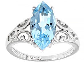 Blue Glacier Topaz™ rhodium over sterling silver solitaire ring 3.50ct