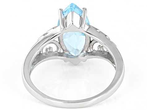 Sky Blue Topaz rhodium over sterling silver solitaire ring 3.50ct ...