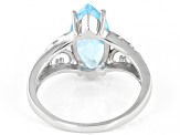 Sky Blue Topaz rhodium over sterling silver solitaire ring 3.50ct