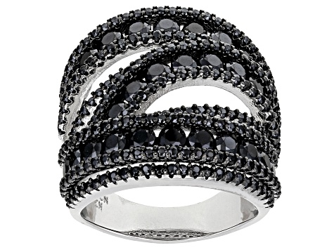 Black Spinel Rhodium Over Sterling Silver Ring 5.07ctw