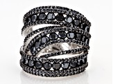 Black Spinel Rhodium Over Sterling Silver Ring 5.07ctw
