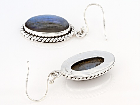 Gray Labradorite Sterling Silver Dangle Earrings