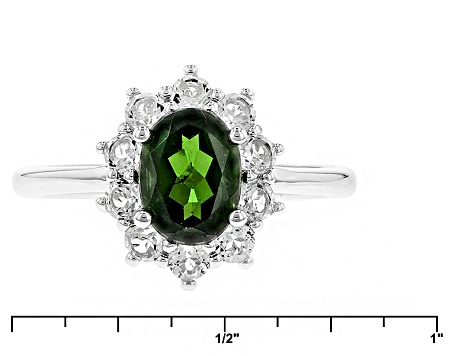 Green Chrome Diopside Rhodium Over Sterling Silver Ring 2.00ctw