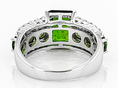 Green Chrome Diopside Rhodium Over Sterling Silver Ring 3.45ctw