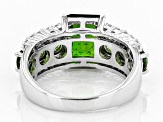Green Chrome Diopside Rhodium Over Sterling Silver Ring 3.45ctw