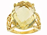 Yellow Brazilian Citrine 18K Yellow Gold Over Sterling Silver Ring 15.00ct