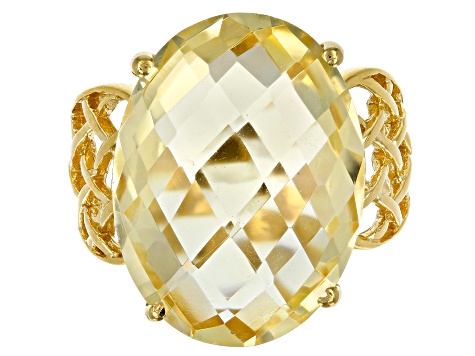 Yellow Brazilian Citrine 18K Yellow Gold Over Sterling Silver Ring 15.00ct