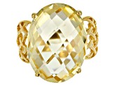 Yellow Brazilian Citrine 18K Yellow Gold Over Sterling Silver Ring 15.00ct