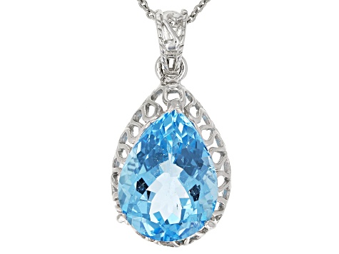 Sky Blue Topaz Rhodium Over Sterling Silver Pendant With Chain 9.00ct