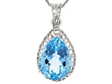 Sky Blue Topaz Rhodium Over Sterling Silver Pendant With Chain 9.00ct