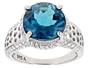 London Blue Topaz Rhodium Over Sterling Silver Ring 5.50ct