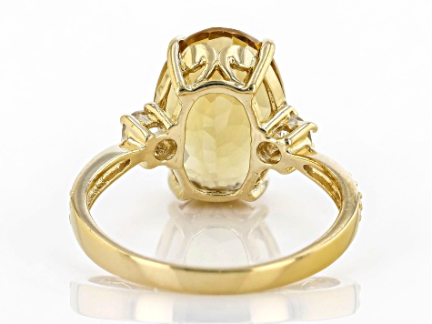Yellow Brazilian Citrine 18K Yellow Gold Over Sterling Silver Ring 6.50ctw