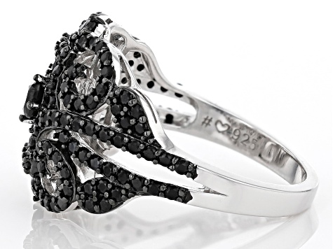 Black Spinel Rhodium Over Sterling Silver Ring 1.40ctw