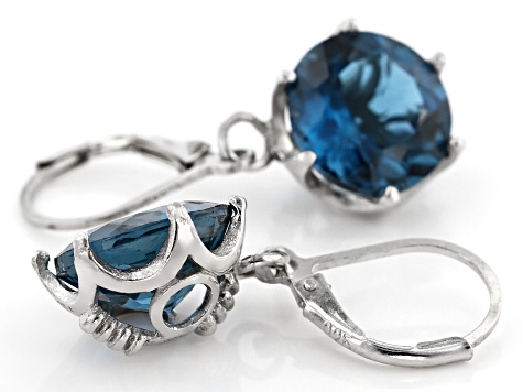 London Blue Topaz Rhodium Over Sterling Silver Dangle Earrings 11.00ctw
