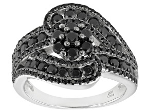 Black Spinel Rhodium Over Sterling Silver Ring 2.15ctw