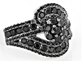 Black Spinel Rhodium Over Sterling Silver Ring 2.15ctw