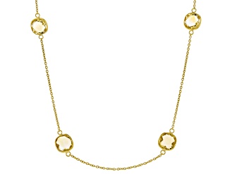 Yellow Brazilian Citrine 18K Yellow Gold Over Sterling Silver Station Necklace 30.00ctw