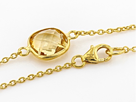 Yellow Brazilian Citrine 18K Yellow Gold Over Sterling Silver Station Necklace 30.00ctw